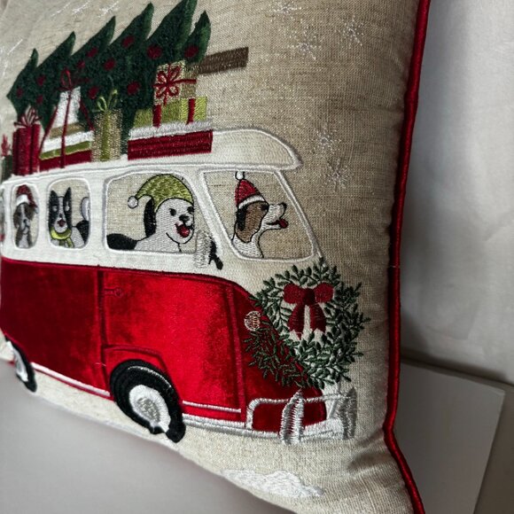 Secret Celebrity Christmas Tree Van Throw Pillow 16x16" Embroidered Holiday Deco - Picture 14 of 15